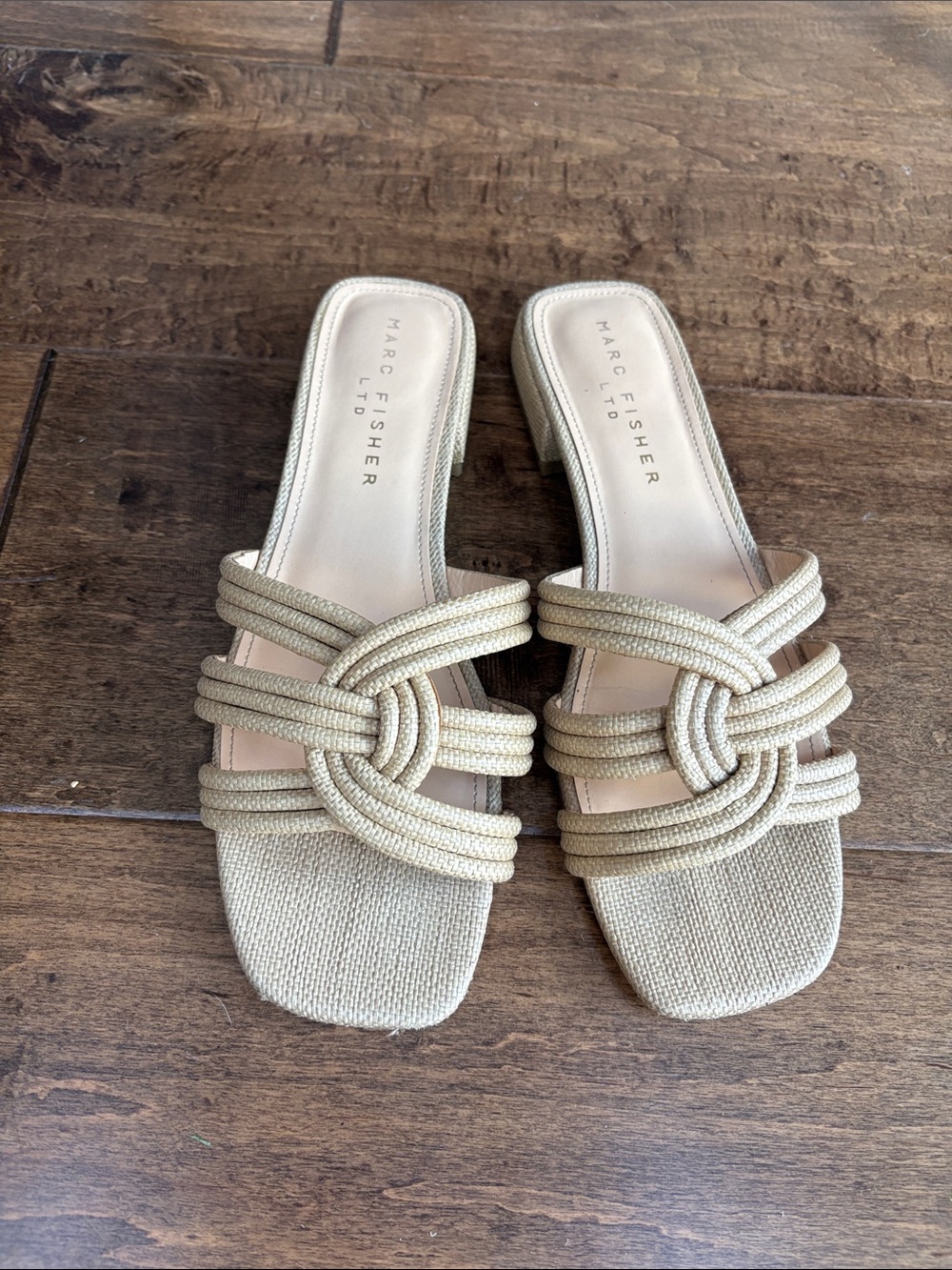 Marc Fisher Natural Braided Knot Slip-On Mules